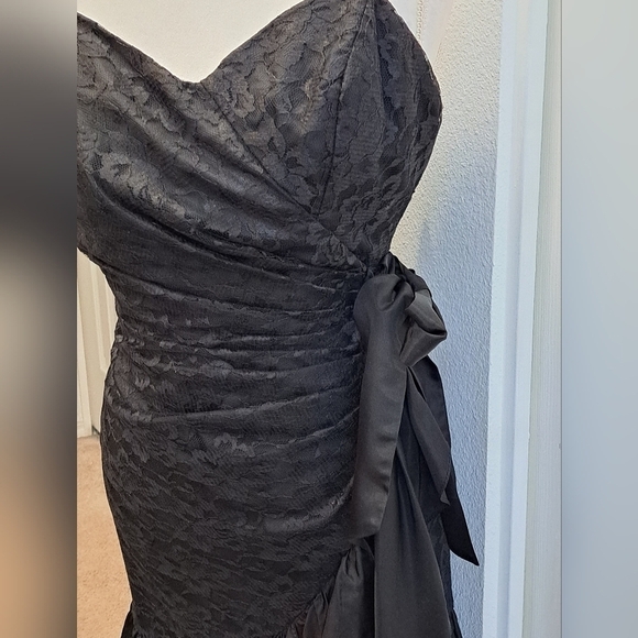 Vintage Steppin Out Black Lace Goth Dress   Size  7 - Picture 2 of 10